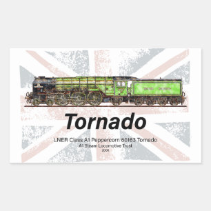 Tornado Vintage Steam Train English Locomotive Rectangular Sticker