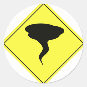 Tornado Warning Sign Classic Round Sticker