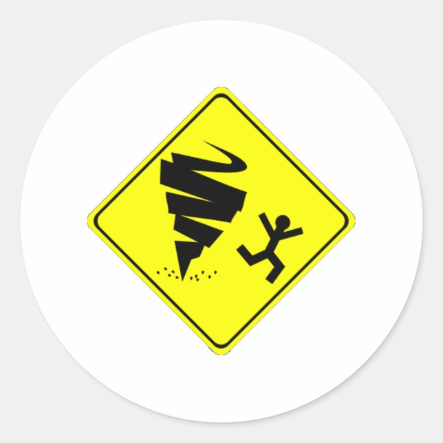 Tornado Warning Sign Classic Round Sticker (Front)