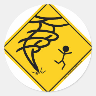 Tornado Warning Sign Classic Round Sticker