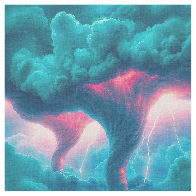 Tornadoes Storm Clouds Lightning  Fabric (Close Up)