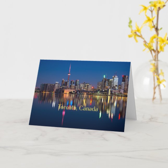 Toronto at Night Card (Yellow Flower)