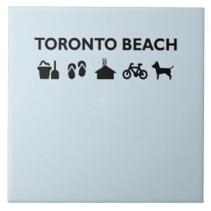Toronto Beach Icons Monotone Black Ceramic Tile
