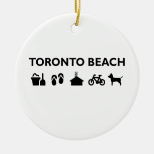 Toronto Beach Icons Monotone Black Ceramic Tree Decoration