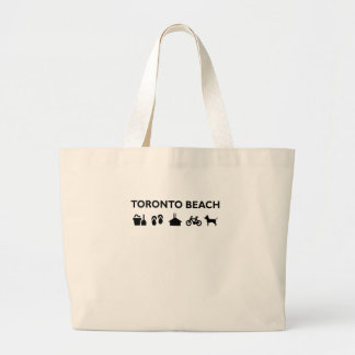 Toronto Beach Icons Monotone Black Large Tote Bag