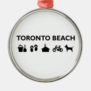 Toronto Beach Icons Monotone Black Metal Ornament