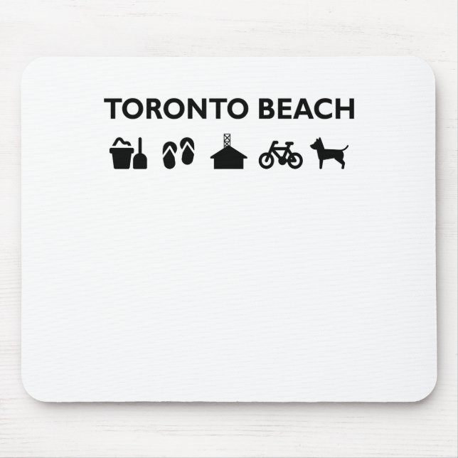 Toronto Beach Icons Monotone Black Mouse Pad (Front)