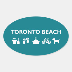 Toronto Beach Icons Monotone Dark Oval Sticker