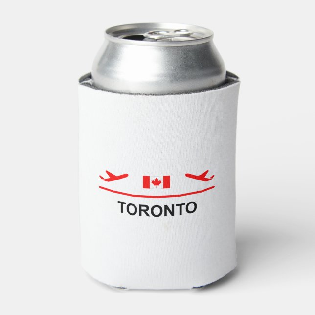 Toronto Canada Airport Plane Light-Colour Can Cooler (Can Front)