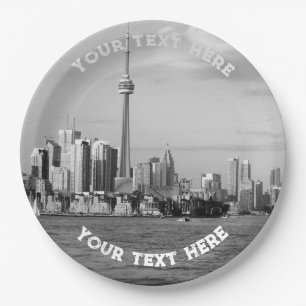 Toronto Canada Black and White Vintage Custom Paper Plate