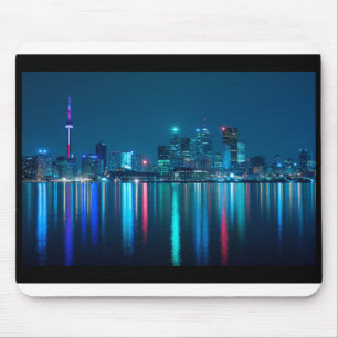 Toronto Canada Nightime Skyline over Water Coloure Mouse Pad