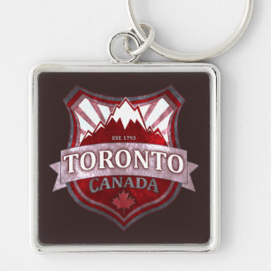 Toronto Canada red grunge shield square keychain