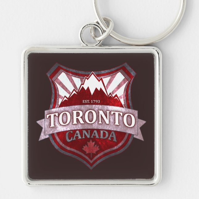 Toronto Canada red grunge shield square keychain (Front)