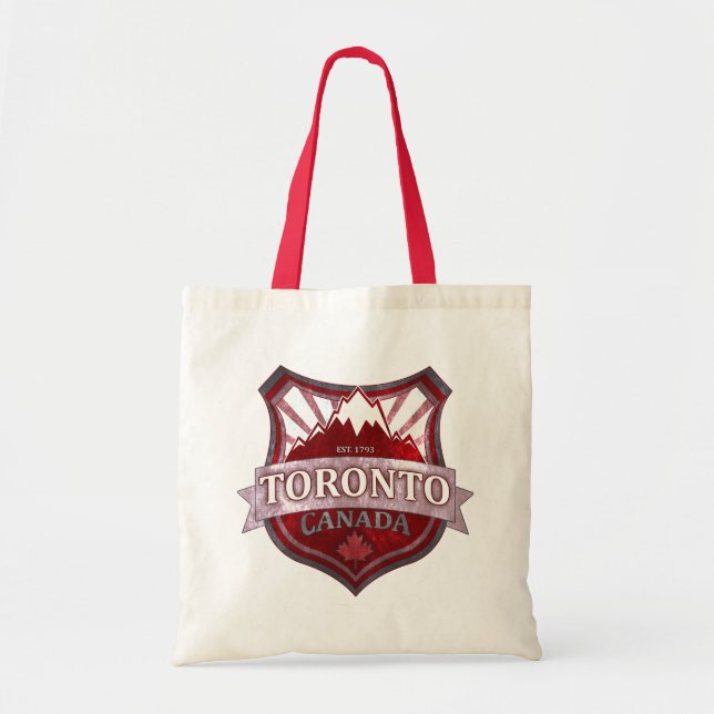 Toronto Canada red grunge shield tote bag (Front)