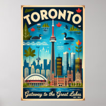 Toronto Canada Retro Travel Poster Art