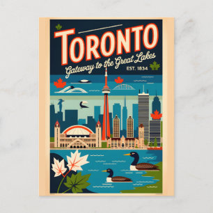Toronto Canada Retro Travel Poster Art Postcard