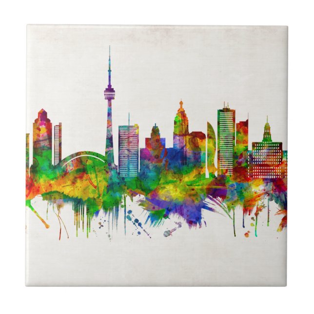 Toronto Canada Skyline Ceramic Tile (Front)