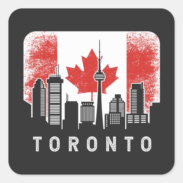 Toronto Canada Skyline Vintage Flag Square Sticker (Front)