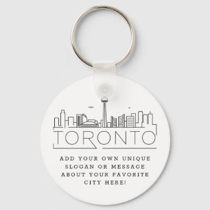 Toronto, Canada Stylised Skyline   Custom Slogan Key Ring