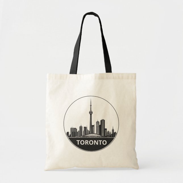 Toronto, Canada | Stylised Skyline Large Tote Bag (Front)