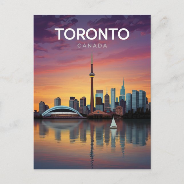 Toronto Canada Sunset Skyline Postcard (Front)
