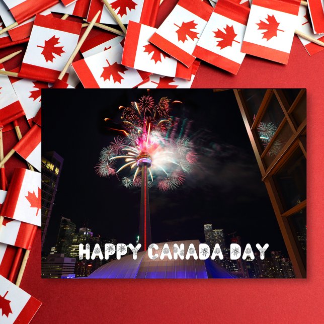 Toronto CN Tower Fireworks Happy Canada Day Card (Creator Uploaded)