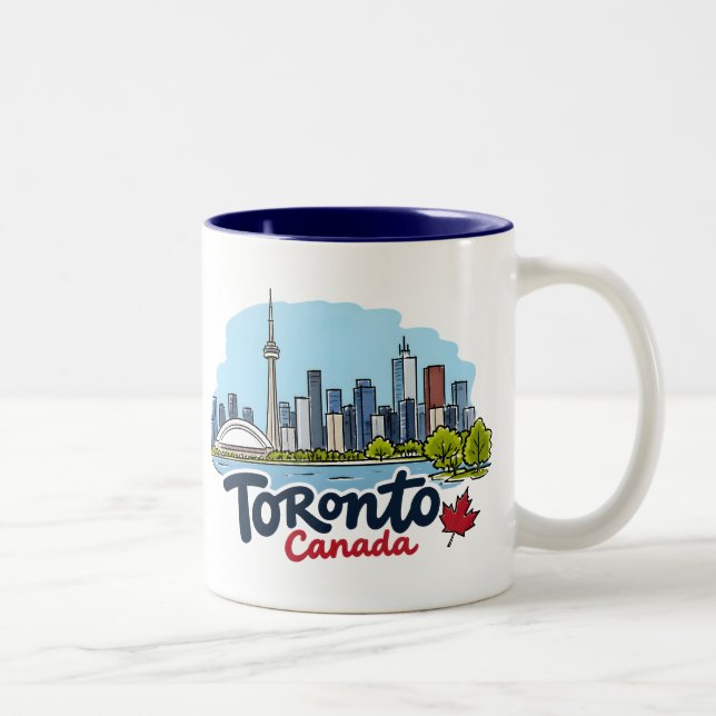 Toronto CN Tower Skyline Two-Tone Coffee Mug (Right)