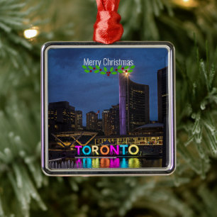 Toronto Colourful Skyline Metal Ornament