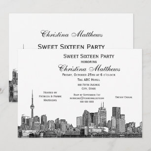 Toronto Etch DIY BG Colour Sweet 16 Wht Invitation