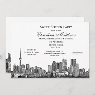 Toronto Etch DIY BG Colour Sweet 16 Wht Invitation