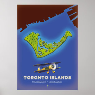 Toronto Islands, Ontario, Canada map Poster