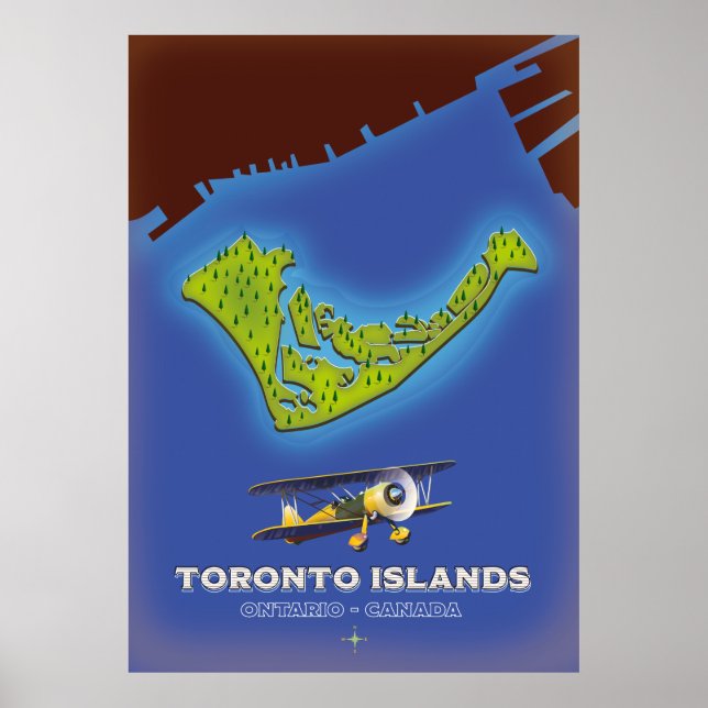 Toronto Islands, Ontario, Canada map Poster (Front)