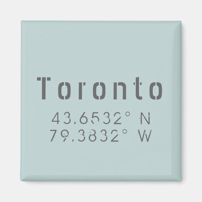 Toronto Latitude and Longitude Magnet (Front)