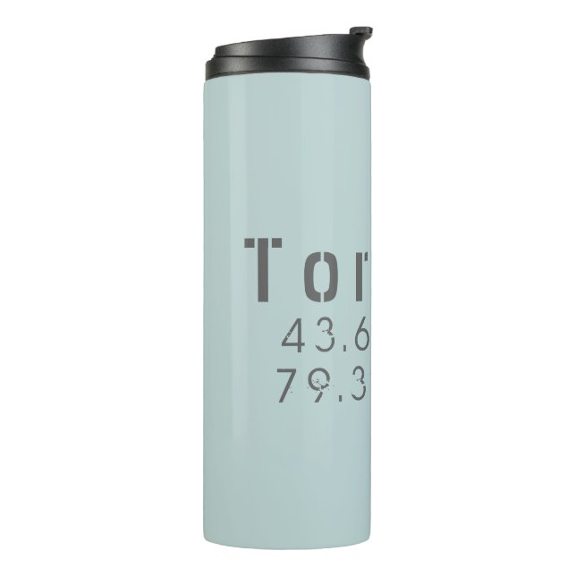 Toronto Latitude Longitude Thermal Tumbler (Rotated Left)