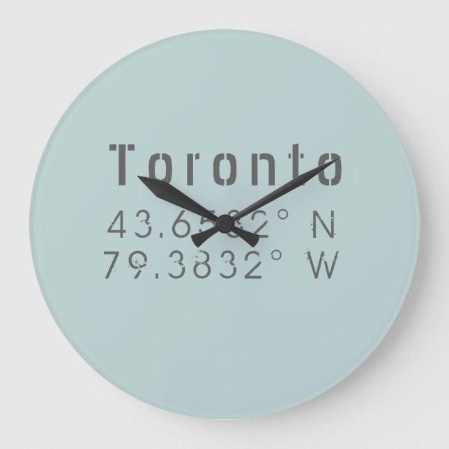 Toronto Latitude Longitude Wall Clock (Front)