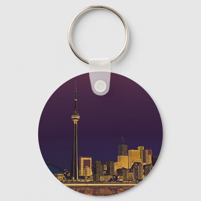 Toronto night skyline keychain (Front)