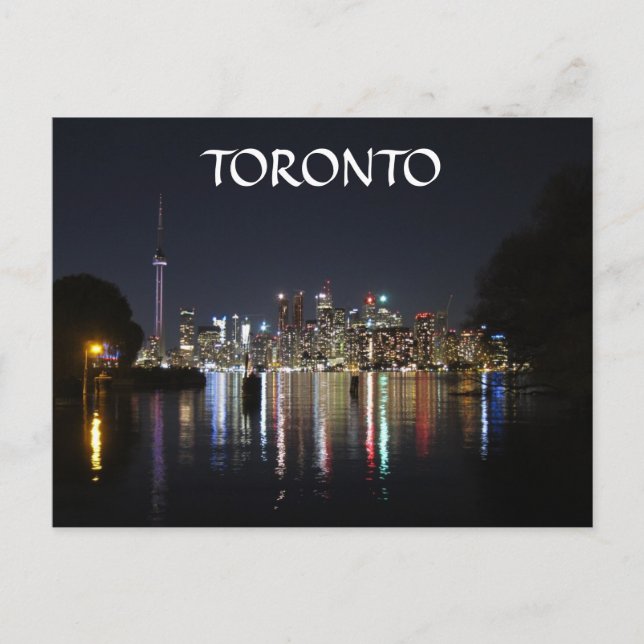 Toronto Night View from Toronto Island Postcard (Front)
