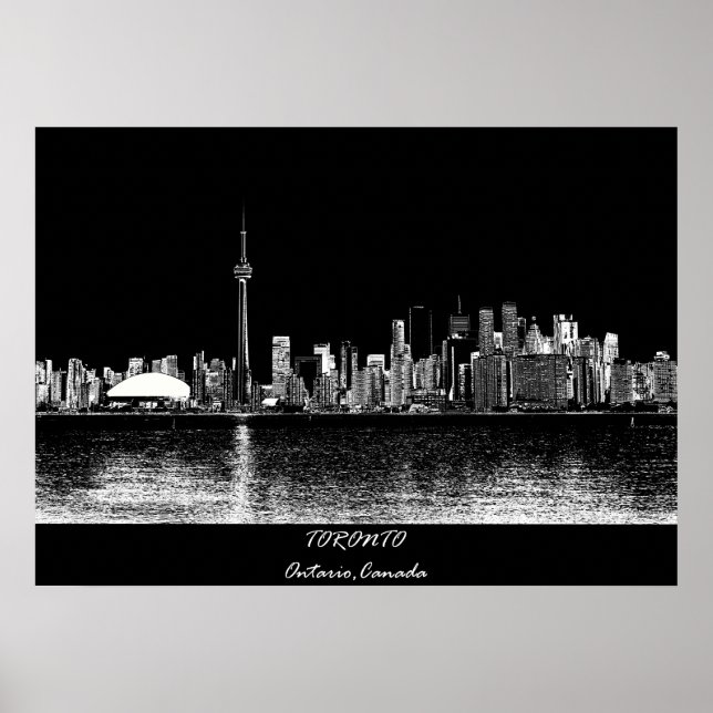 Toronto Ontario Canada Black Skyline Photo 188 Poster (Front)