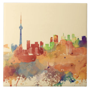 Toronto Ontario Canada Orange Skyline Design 248 Ceramic Tile