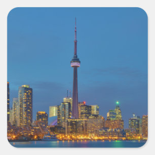 Toronto Ontario Canada Skyline At Night Square Sticker