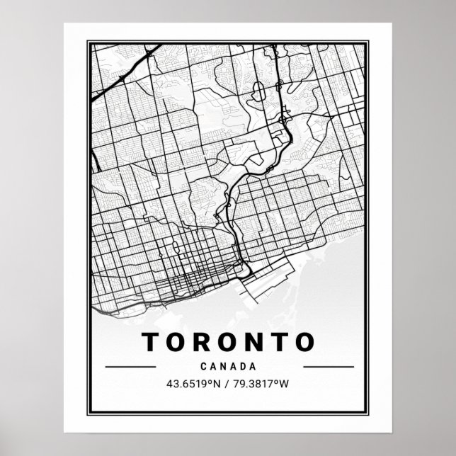 Toronto Ontario Canada Travel City Map Poster (Front)