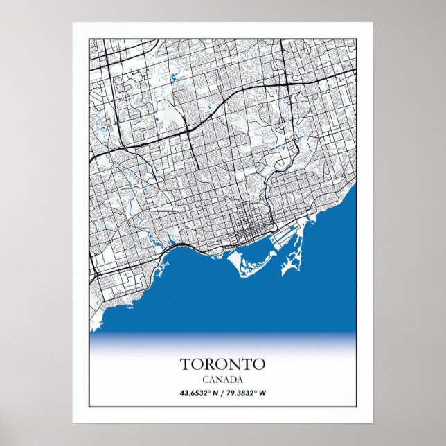 Toronto Ontario Canada Travel City Map Poster (Front)