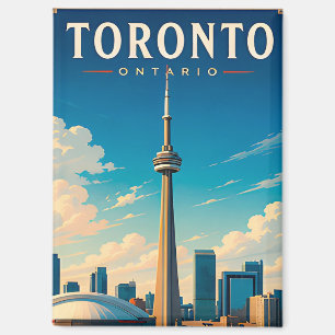 🗼 Toronto Ontario Skyline Retro Travel Magnet