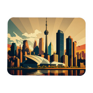 Toronto Ontario Vintage Sunset Cityscape Photo Magnet