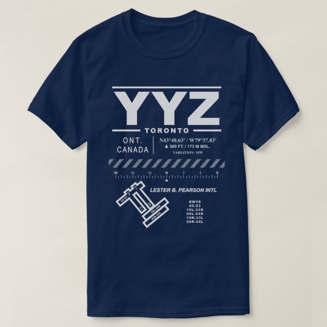 Toronto Pearson Int'l Airport YYZ Tee Shirt (Design Front)