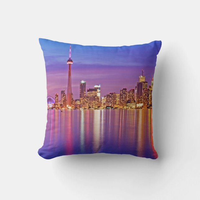 Toronto Skyline at Dusk Cushion (Front)