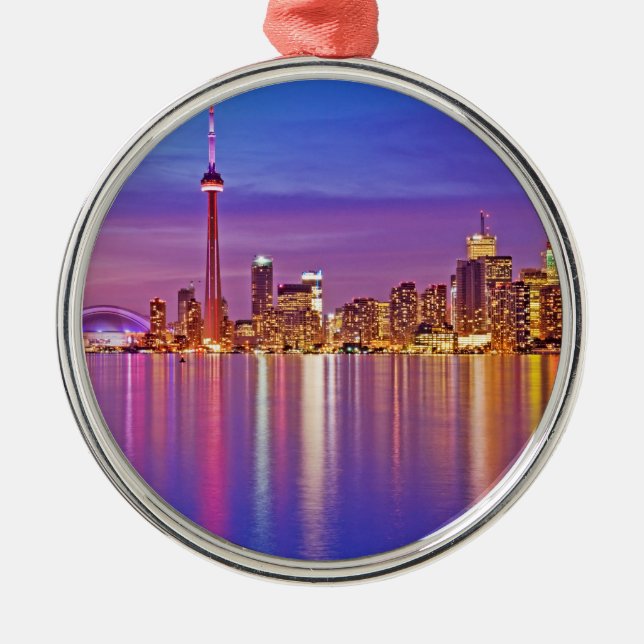 Toronto Skyline at Dusk Metal Ornament (Front)