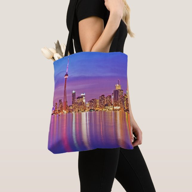 Toronto Skyline at Dusk Tote Bag (Close Up)