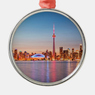 Toronto Skyline at Sunset Metal Ornament