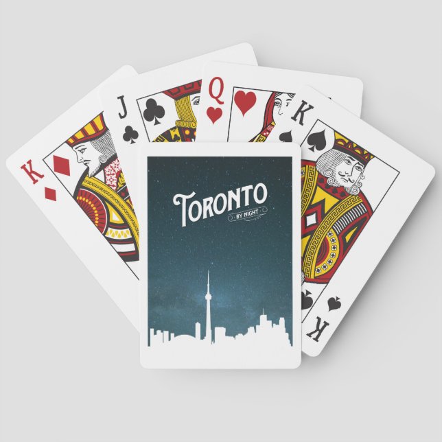 Toronto skyline by night at CN Tower Playing Cards (Back)
